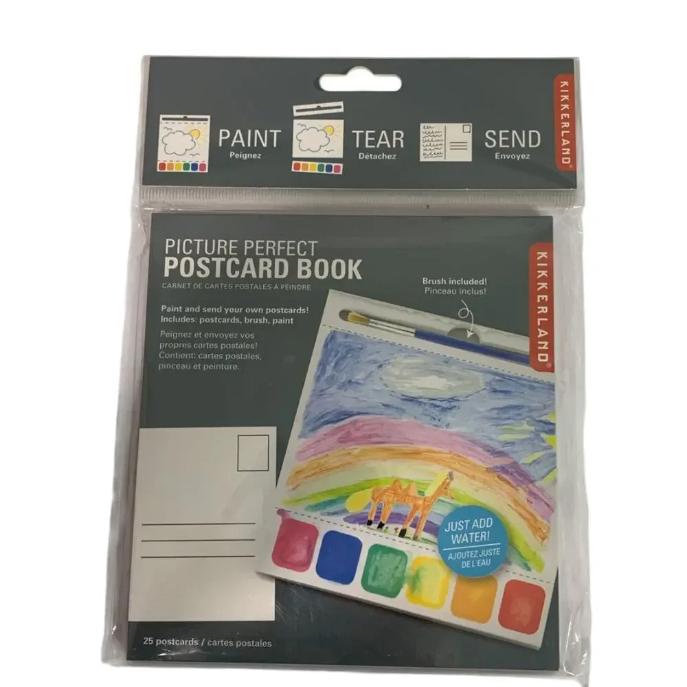 Kikkerland Picture Perfect Postcard Book 25 Postcards Paint Tear Send